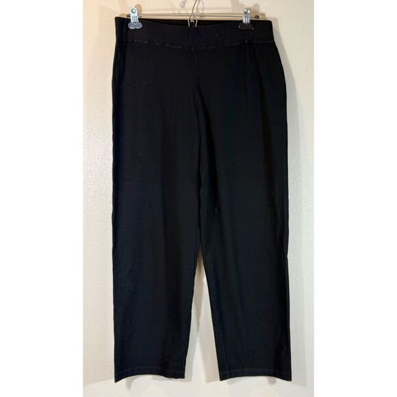 Eileen Fisher Knitted Wide Leg Stretch Black Pants Women's Large - Picture 3 of 12